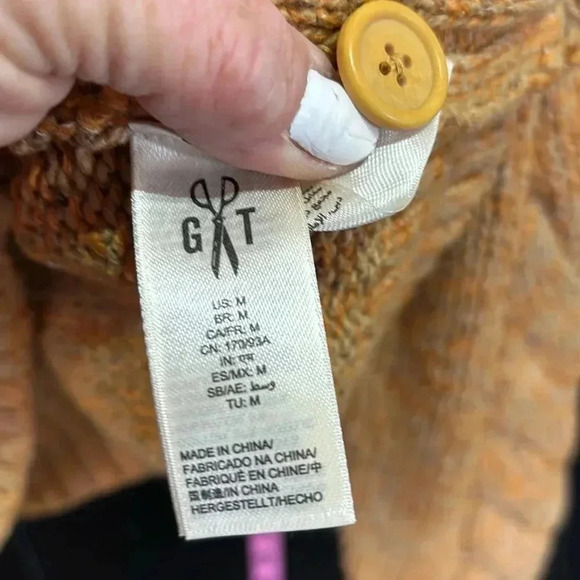 Goodthreads Chunky Cable knit cardigan,V-neck button down,camel marble color - Picture 10 of 12